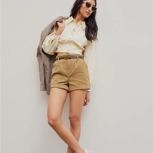 Cider High Waist grandpa chic Cream Shorts corduroy